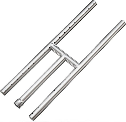 Onlyfire Stainless Steel Fireplace H-Burner for Natural Gas & Propane Fire Pit and Fireplace, 18 x 6 Inch Rectangular DIY Firepit H Burner for Indoor and Outdoor, BTU Max 90,000