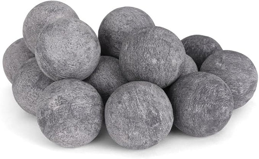 Ceramic Fire Balls - Uniform 3" Lava Rock for Fire Pits - Propane & Gas Fire Pits and Fireplace - Ceramic Spheres for Outdoor and Indoor Use - Natural Lava Stones (30 Pack, Grey)