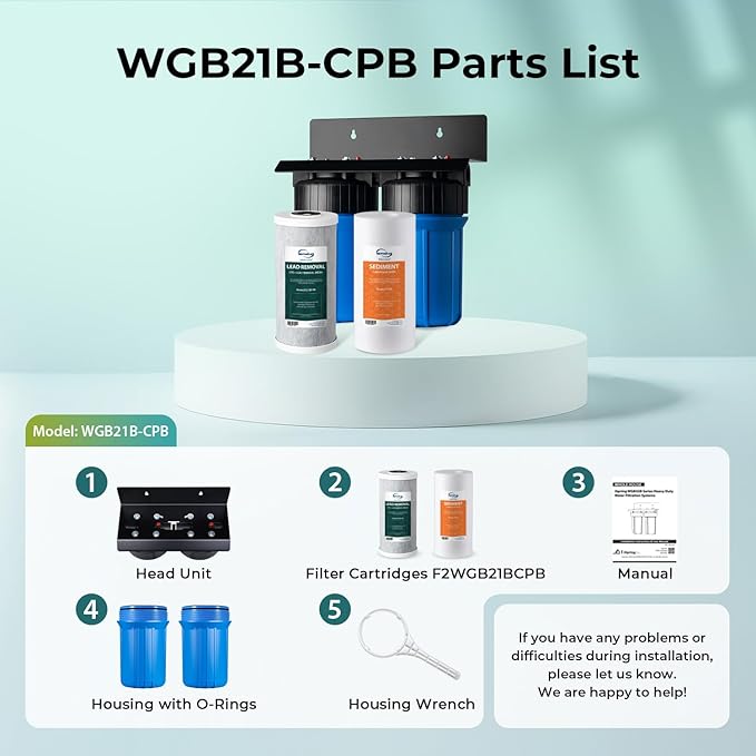 iSpring WGB21B-CPB 2-Stage Whole House Water Filtration System Reduces Arsenic, Cadmium, Mercury, Sediments, Chlorine, and up to 99% Lead, 1" Inlet/Outlet Ports