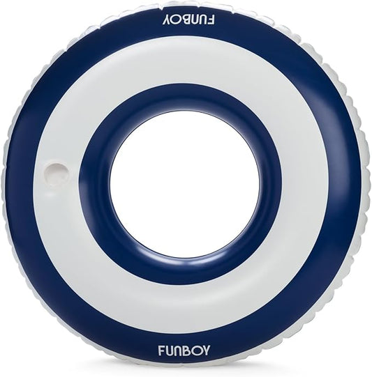 FUNBOY Giant Stripe Inflatable Tube Pool Float with Cup Holder 48" | Large Pool Float for Adults | Inner Tube Swimming Pool Toys Swim Rings | Pool Lounger Float for Pool Party & Summer