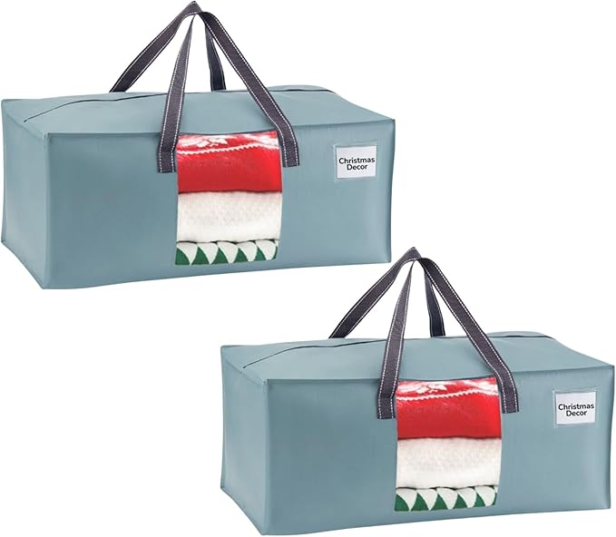 VENO 2 Pack Moving Bags for College, Heavy-Duty Storage Totes, Moving Boxes and Wardrobe Packing Supplies Alternative - Extra Large Durable Laundry Bags for Clothes (Light Blue Matte, 2 Pack)