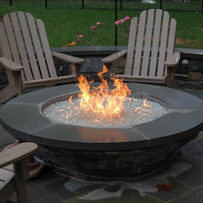 HPC Penta Match Lit Fire Pit Burner Kit (FPS-PENTA30KIT-NG-MSCB) with 30-Inch Stainless Steel Burner, Natural Gas, Polished Chrome, with Flange, Key, Valve, Flex Line and Fittings