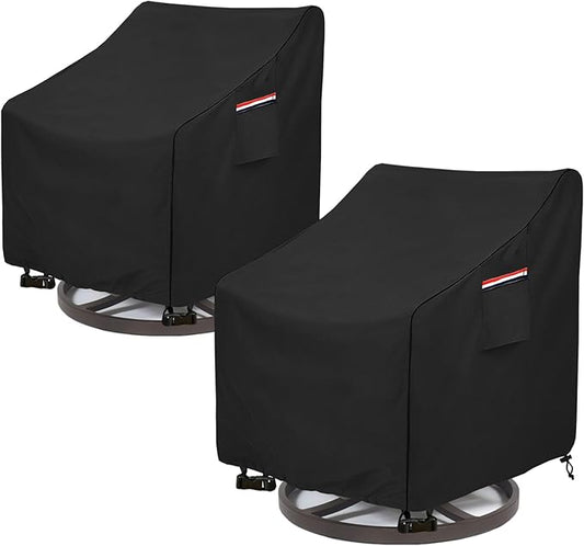 Okcool Outdoor Swivel Chair Cover 2 Pack,Outdoor Furniture Patio Chair Covers Waterproof Clearance,(30" W x 34" D x 38.5" H) Outdoor Lawn Patio Furniture Covers,Black