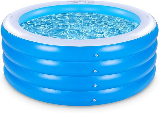 Inflatable Swimming Pool, 70"x30" Large Deep Round Inflatable Pool with Handles Family Pool, Summer Water Party, Outdoor, Garden Backyard, Suitable for Adults (Blue)