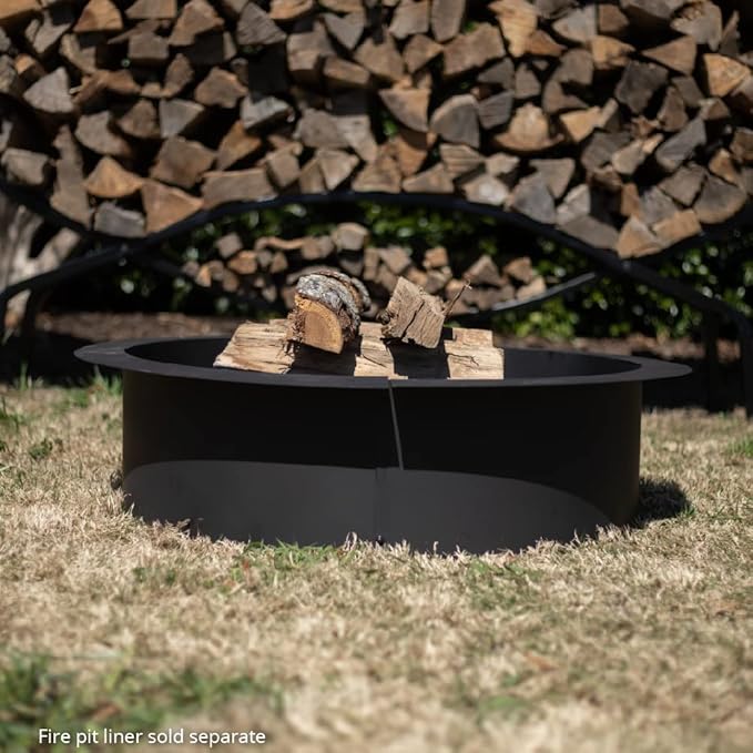 TITAN GREAT OUTDOORS Ash & Ember Round 36in Fire Pit Grate, Heavy Duty 1/2in Steel Elevated Log Wood Pit Grate, Burning Fireplace and Firepits