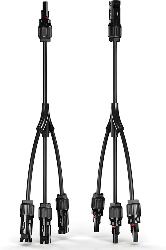 XYRIS Solar Panel Connectors - 3 to 1 Y Branch Parallel Adapter Cable Wire Plug Tool Kit for Solar Panel 1 Pair (M/FFF+F/MMM)