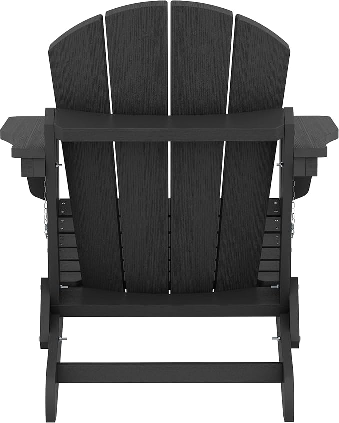 SERWALL Folding Adirondack Chairs Patio Chairs Lawn Chair Set of 8 Outdoor Adirondack Chair Weather Resistant for Patio Deck Garden, Backyard Deck, Fire Pit - Black