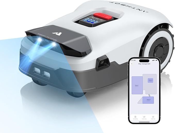 Robot Lawn Mower NO Wire - 0.84 Acre, Full Band RTK+4-Eye Vision Robotic Lawnmower, Automatic Mapping, 30 Multi-Zone Management, Accurate Obstacle Avoidance, Intelligent Path Planning, APP Control
