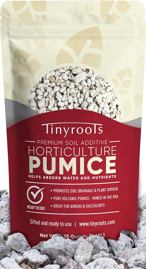 Tinyroots Horticultural Pumice for Plants - Bonsai Outlet Soil Additive for Succulents, Cactus, Bonsai & Other Plants - 100% Pure Volcanic Rocks, 1/4 inch Soil Additive, 2.25 Quarts