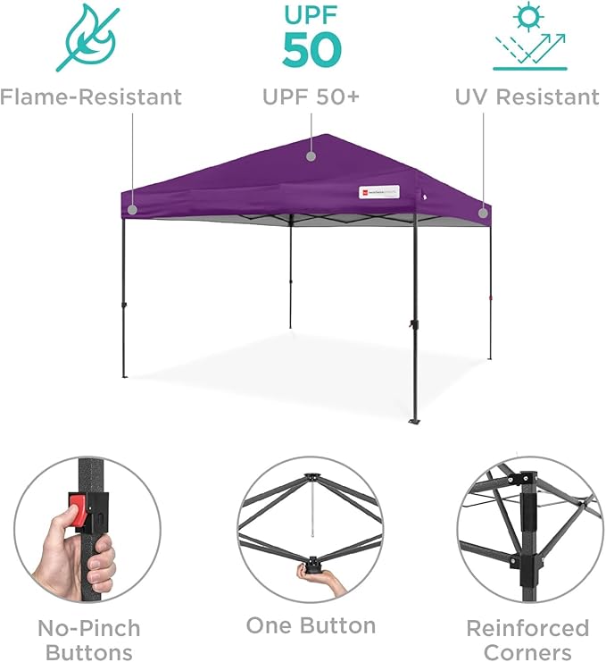 Best Choice Products 8x8ft 1-Person Setup Pop Up Canopy Tent Instant Portable Shelter w/ 1-Button Push, Case, 4 Weight Bags - Amethyst Purple