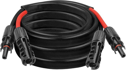 8AWG Solar Cable - 10FT Solar Panel Extension Cord 8 Gauge PV Wire with Flame Retardant Protective Sleeving Female & Male Waterproof Connector for RV, Photovoltaic Systems, Solar Panels (10 Feet)