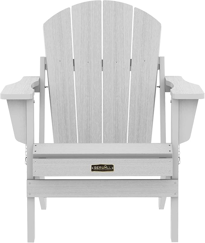 SERWALL Foldable Adirondack Chair Set of 2 for Patio Garden Outdoors Fire Pit-Space Grey
