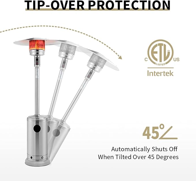 46,000 BTU Propane Outdoor Patio Heater for Residential or Commercial Use 87 Inches Stainless Steel