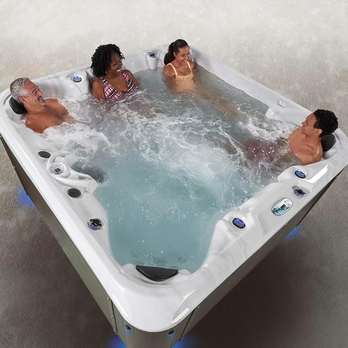 Amplified 100-Jet 6-Person Lounger Spa with Bluetooth Stereo and 3 Pumps by Essential Hot Tubs