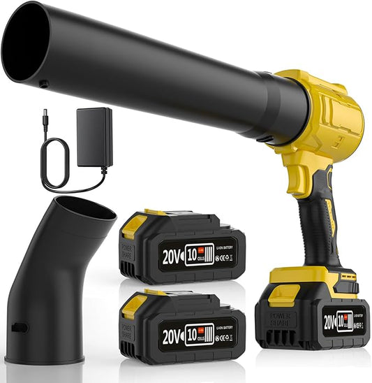 Leaf Blower Cordless & Battery and Charger, 980,000 RPM, Extended Nozzle, Lightweight Handheld, Blower for Patio Cleaning, Car Blowing Water, Blowing Leaves and Dust, Gifts for Men Dad Husband Yellow