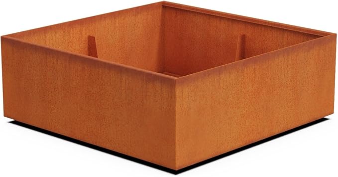 PLANTERCRAFT Corten Steel Planter Square Cube Metal Garden Box Heavy Duty | Made in USA | Fully Assembled | Commercial Residental Outdoor