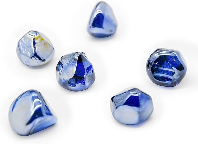GasSaf 10-Pound 1 inch Diamonds Fire Glass for Gas or Propane Fire Pit Fireplace & Landscaping (Cobalt Blue Luster)