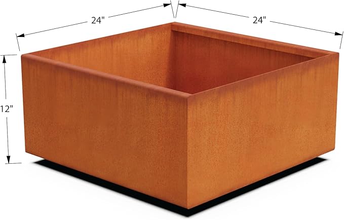 PLANTERCRAFT Corten Steel Planter Square Cube Metal Garden Box Heavy Duty | Made in USA | Fully Assembled | Commercial Residental Outdoor