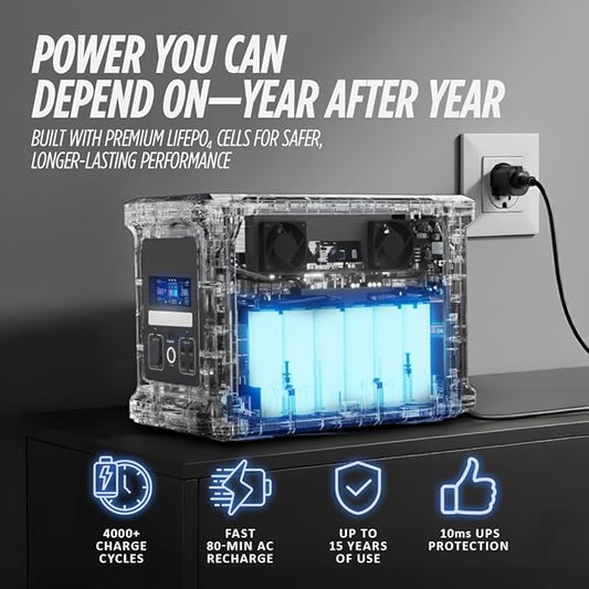 Power Hound EP1800W Portable Power Station, 1536Wh Expandable Solar Generator with Panels Included, Fast Recharge, LiFePO4 Battery, App Control, Home, RV, Camping, Emergency