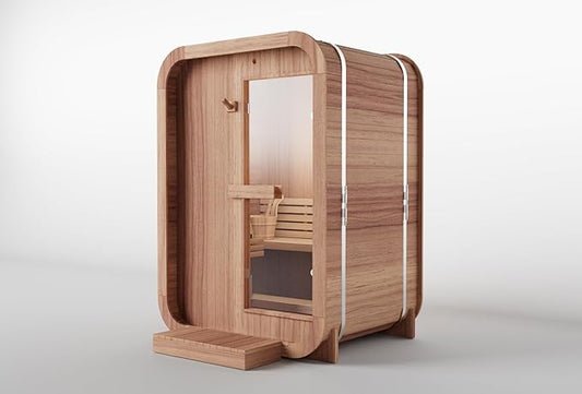 ZONEMEL Outdoor Steam Sauna for 2-3 Person, Canadian Red Cedar Sauna Room with 4.5KW Harvia Heater, 8mm Tempered Glass, Floor Kit, 220V (0-195 °F)