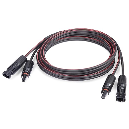 Solar Cable 5 Feet 2x10 AWG Twin Wire Solar Extension Cable, Copper Strand with Female and Male Connectors on Both Ends, Solar Panel Cable Wire & Adaptor for Home, Shop and RV Solar Panels