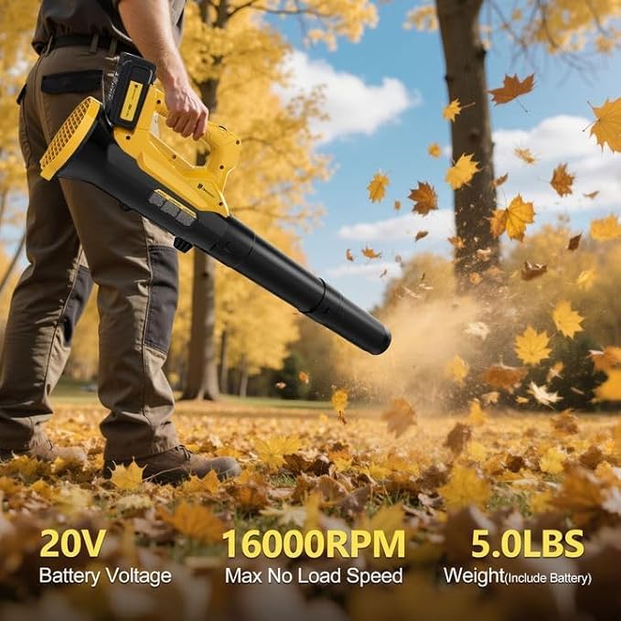Orientools Leaf Blower Cordless, 20V Powerful Electric Cordless Leaf Blower 2×4.0 Ah Batteries & Charger, Variable Speed Trigger, Portable Lightweight Blowers for Lawn Care, Yard, UL 62133 Certified