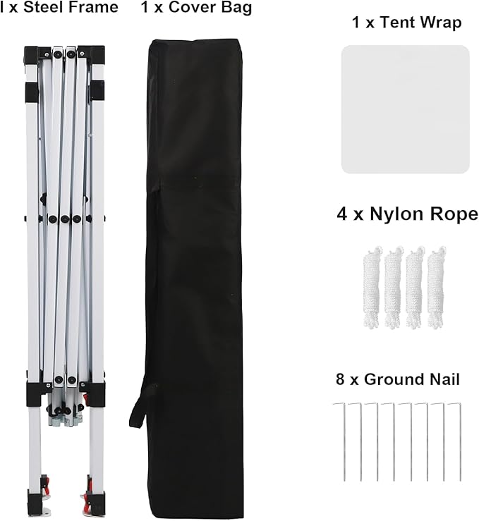 Northroad 8X8 FT Pop Up Canopy, Outdoor Instant Canopy Tent w/Carrying Bag, Portable Gazebo Shelter for Wedding Party,Commercial Event,Patio,Garden,Beach-White