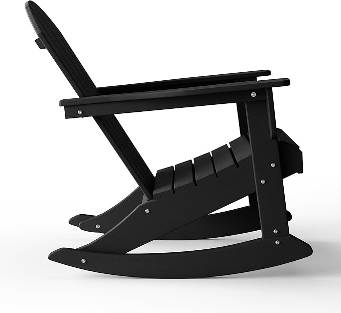 WestinTrends Malibu Outdoor/Patio Poly Adirondack Rocking Chair, Black
