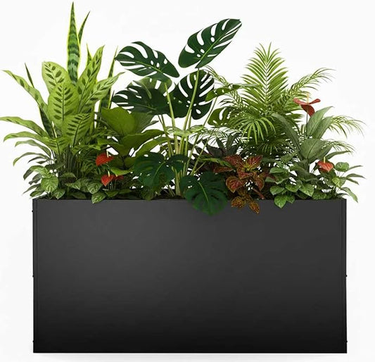 Metal Rectangular Planter Box, Planter Boxes Outdoor Heavy Duty, Rectangular 3 Tier Adjustable Height Outdoor Galvanized Steel Plant Box, Garden Planter for Plants and Flowers, 38''L x16''Wx20''H