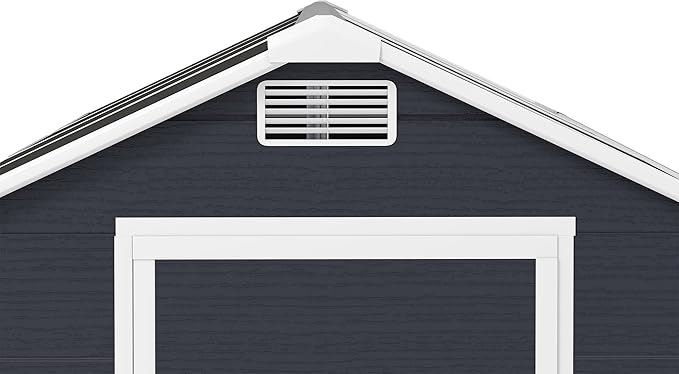 4X8 FT Resin Outdoor Storage Shed, Plastic Garden Sheds with Waterproof Roof & Air Vent,Outside Patio Storage House Tool Shed with Window &Lockable Door for Backyard, Lawn, Dark Grey