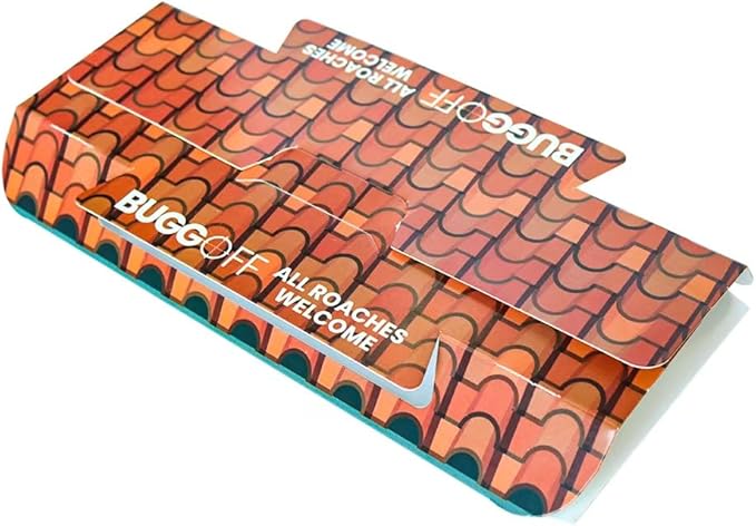 BUGGOFF - Roach House Trap 100 Pack, Baited Glue Traps, Cockroach Killer Indoor & Outdoor, Great for Home, Office, Warehouse & More! Sticky Pest Control Trap