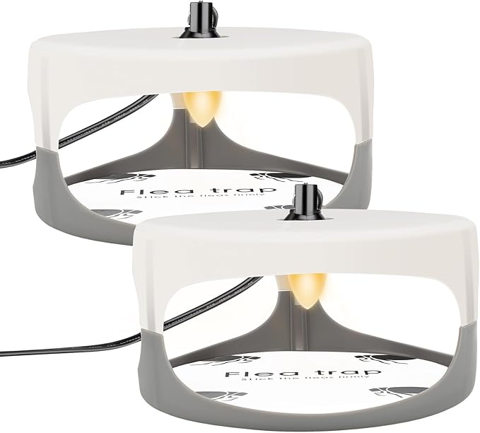 Flea Traps for Inside Your Home,New Bed Bug Trap with Light Refills and Sticky Pads,Electronic Fly Gnat Traps Indoor,Sticky Flea Bombs for Home Indoor(2 Pack)