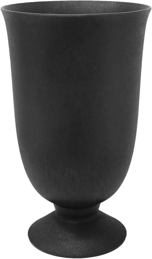 Tierra Verde Indoor & Outdoor Self-Watering Urn Planter, Cadence, 14" x 23", Black - Planting Containers for Plants and Flowers - Gardening and Landscaping Accessories