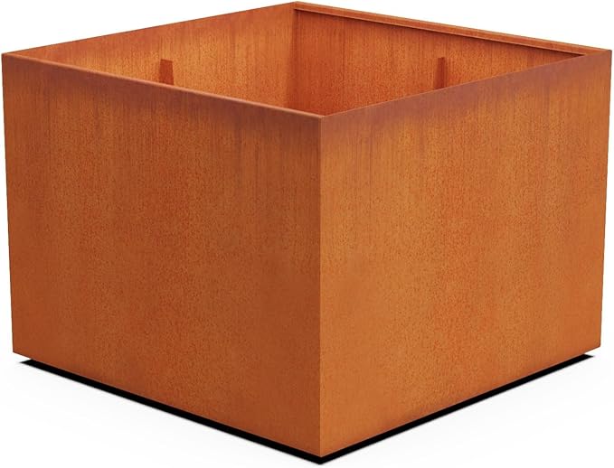 PLANTERCRAFT Corten Steel Planter Square Cube Metal Garden Box Heavy Duty | Made in USA | Fully Assembled | Commercial Residental Outdoor