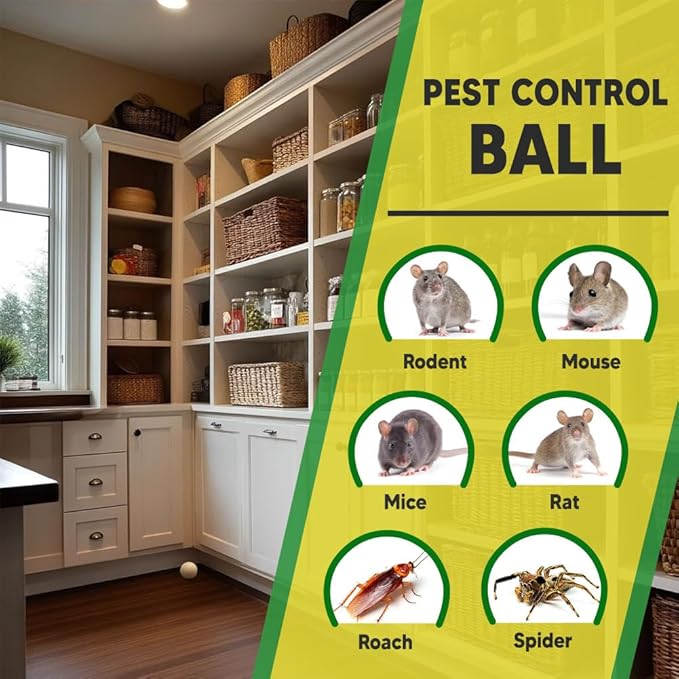 Pest Repellent Balls, Rodent Repellent Outdoor, Mouse Repellent, Rat Repellent Indoor, Cockroach Repellents, Mice Repellent Outdoor, Get Rid of Rats, Mosquitoes, Roach, Spiders and Ants - 10P