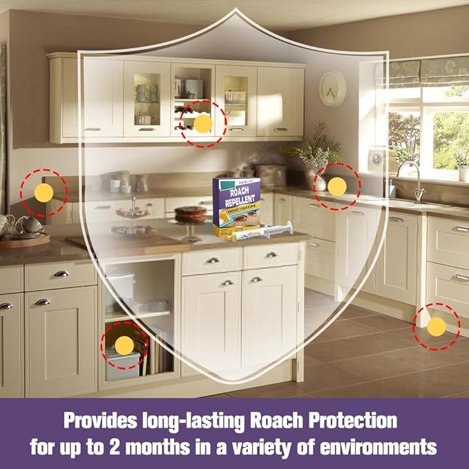 Cockroach Repellent,Natural Roach Repellent, Roach Repellent for Home,Car,Pet and People Safe,Simple to Use -4 Pack