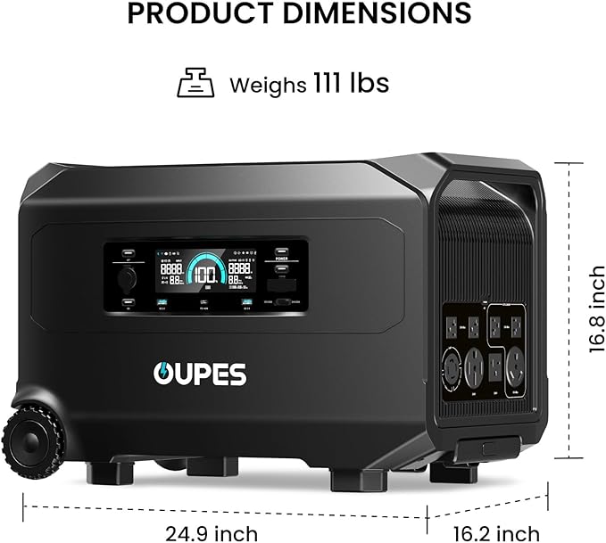 OUPES Guardian 6000 Solar Generator Kit: 4608Wh Power Station with 6000W Output (7200W Boost), 120V/240V Dual Voltage, 2x240W Solar Panels for Off-Grid Home Backup & Emergency Power