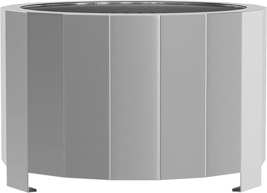 Flash Furniture Titus Commercial Grade Wood Burning Smokeless Outdoor Firepit - Fingerprint Resistant Stainless Steel - 27 inches - Portable - Waterproof Cover