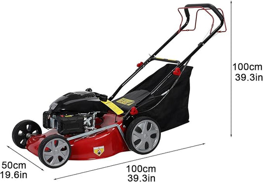Lefitap Self Propelled Gas Lawn Mower, 141cc 4-Stroke Gas Engine Weed Eater with 20" Blade, Walk-Behind Cordless Push Lawn Mowers Tractors with 50L Grass Tank, 2850RPM Red
