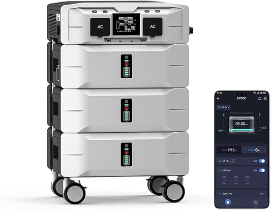 IEE SP5000 Portable Power Station, 5000W/7680Wh, 3500W AC Charging & 1000W Solar Charging 1.6H Fast Charge, Solar Generator for Home Use, Power Outage, Camping, RV, Emergencies