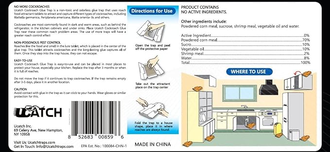 Roach Trap Indoor - 12 Pack | Effective German Roach Killer for Home Infestation - Child and Pet Safe Cockroach Traps Easy-to-Use Glue Traps for Roaches – UCatch
