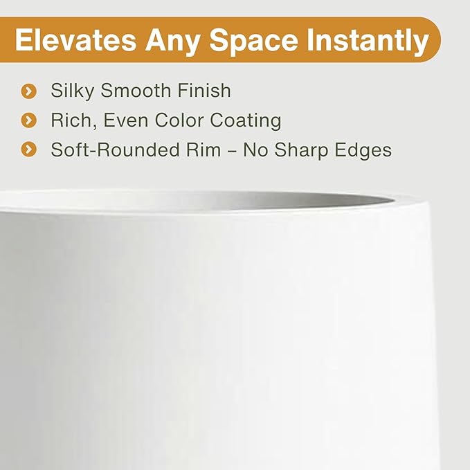 14.7" H x 14.7" D Tall Conico Fiberstone Planter - Christmas Tree Planter for Indoor and Outdoor Use, 5 Year Guarantee, Included Extra Coco Mats (White, 23.1" Pot Opening)