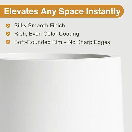 14.7" H x 14.7" D Tall Conico Fiberstone Planter - Christmas Tree Planter for Indoor and Outdoor Use, 5 Year Guarantee, Included Extra Coco Mats (White, 23.1" Pot Opening)