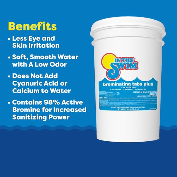In The Swim Chlorine-Free Shock Bundle and Bromine Plus: Includes 12 x 1 Pound Bags Chlorine-Free Shock and 8 Pound Bucket of Bromine Plus - Effective Low Odor Alternative