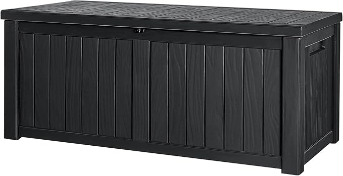 Devoko 120 Gallon Resin Deck Box Waterproof Indoor Outdoor Storage Box Lockable Large Storage Container for Patio Furniture Cushions and Garden Tools