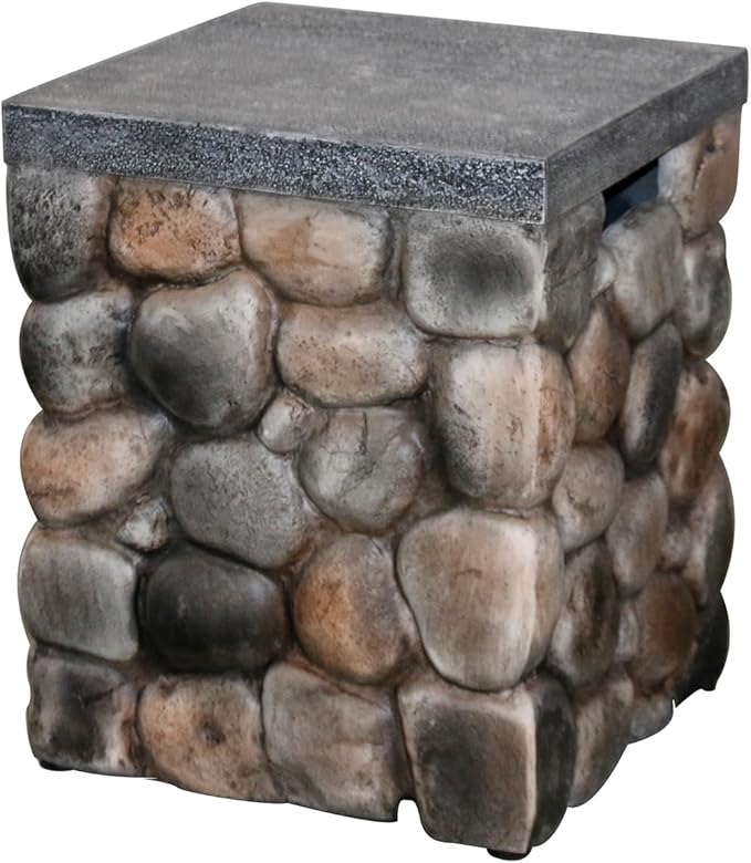 Propane Tank Cover Table, Square Tank Container Fits Standard 20 lb Cylinder Bottle Storage Box Hideaway Table, Gas Tank Holder for Outdoor Gas Fire Pits