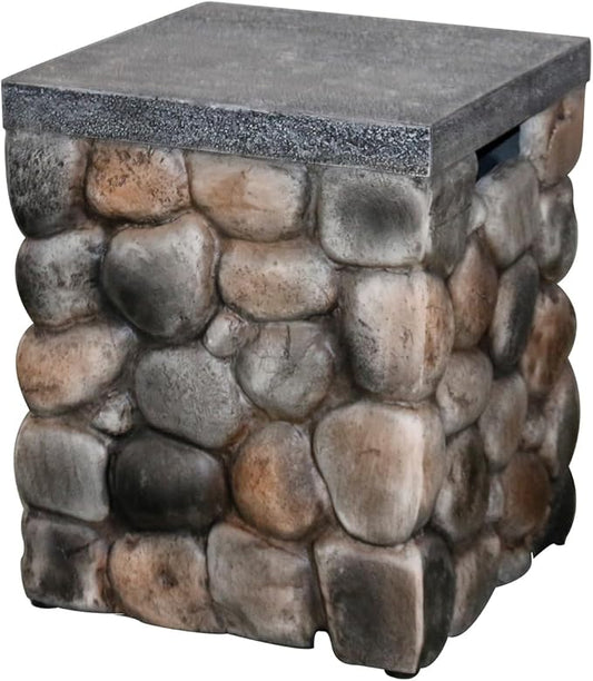 Propane Tank Cover Table, Square Tank Container Fits Standard 20 lb Cylinder Bottle Storage Box Hideaway Table, Gas Tank Holder for Outdoor Gas Fire Pits