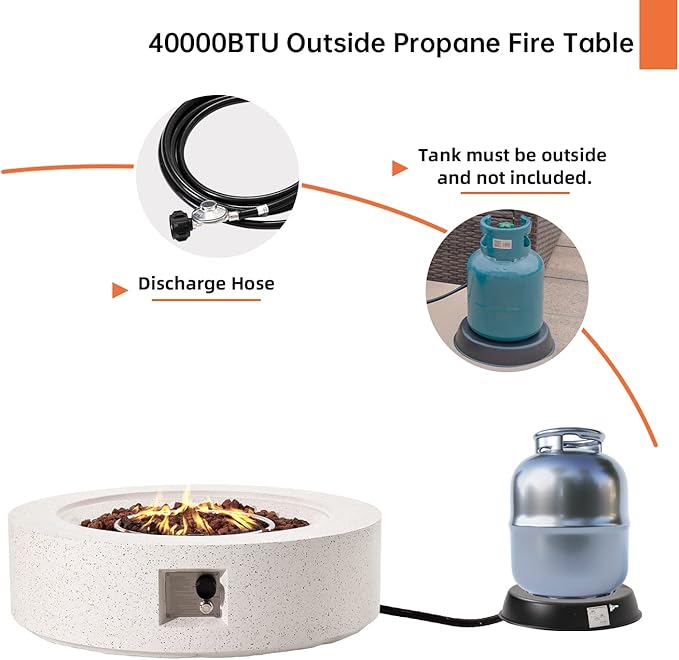 HOMPUS Outdoor Round Propane Fire Pit Table, 41''Fire Table 20lb Tank Cover Table, 50000 BTU Fire Pit w Free Waterproof Cover & Fire Stone for Patio, Garden, Colorful Terrazzo
