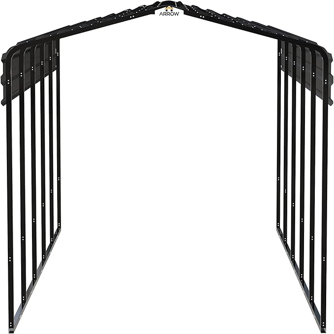 Arrow Carports Galvanized Steel Carport, Compact Car Metal Carport Kit, 10' x 24' x 9', Charcoal