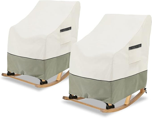 Patio Rocking Chair Cover 2-Pack,Rocking Chair Covers for Outdoor Furniture, 27.5W x 32.5D x 39H Inch,Rocking Chair Covers Waterproof,White&Grayish Green
